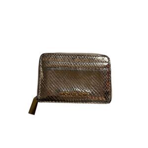 Michael Kors Metallic Rose Snake Print Zip Around Card Case Wallet Small Compact
